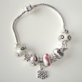 Sterling silver/murano bead European bracelet #001