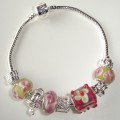 Sterling silver/murano bead European bracelet #002 