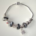 Super sterling silver/murano bead European bracelet #003