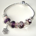 Super sterling silver/murano bead European bracelet #004 