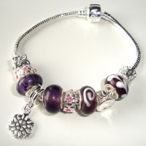 Super sterling silver/murano bead European bracelet #004