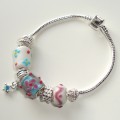 Sterling silver/murano bead European bracelet #005