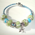 Sterling silver/murano bead European bracelet #006