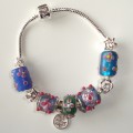 Sterling silver/murano bead European bracelet #007