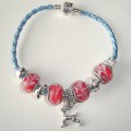 Sterling silver/murano bead European bracelet #009