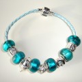 Sterling silver/murano bead European bracelet #011