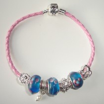 Sterling silver/murano bead European bracelet #014