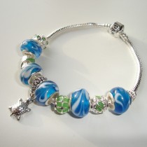Sterling silver/murano bead European bracelet #015