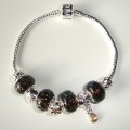 Sterling silver/murano bead European bracelet #016