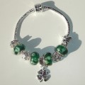 Sterling silver/murano bead European bracelet #017
