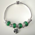 Sterling silver/murano bead European bracelet #018