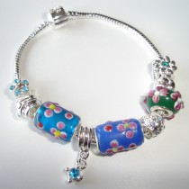 Sterling silver/murano bead European bracelet #019