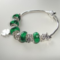Sterling silver/murano bead European bracelet #021
