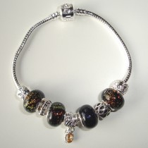 Sterling silver/murano bead European bracelet #023