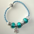 Sterling silver/murano bead European bracelet #024
