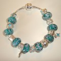 Sterling silver/murano bead European bracelet #025