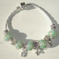 Sterling silver/murano bead European bracelet #027