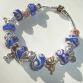 Sterling silver/murano bead European bracelet #028