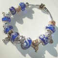 Sterling silver/murano bead European bracelet #028 