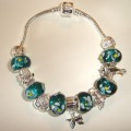 Sterling silver/murano bead European bracelet #029