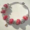 Sterling silver/murano bead European bracelet #030