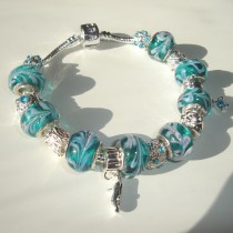 Sterling silver/murano bead European bracelet #031