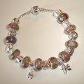 Sterling silver/murano bead European bracelet #032