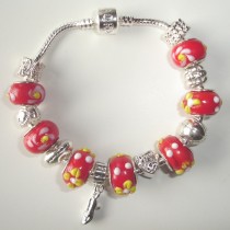 Sterling silver/murano bead European bracelet #033