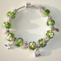 Sterling silver/murano bead European bracelet #035