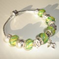Sterling silver/murano bead European bracelet #037