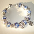 Sterling silver/murano bead European bracelet #038
