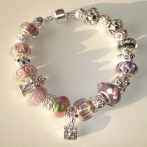 Sterling silver/murano bead European bracelet #039
