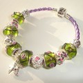 Sterling silver/murano bead European bracelet #040