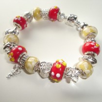 Sterling silver/murano bead European bracelet #041