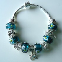 Sterling silver/murano bead European bracelet #044