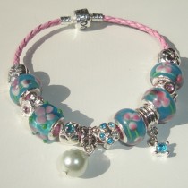 Sterling silver/murano bead European bracelet #045