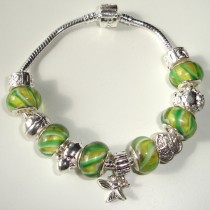 Sterling silver/murano bead European bracelet #046