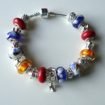 Sterling silver/murano bead European bracelet #051