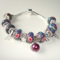 Sterling silver/murano bead European bracelet #052