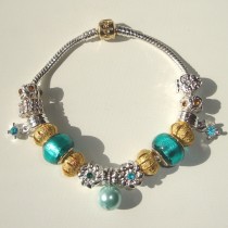 Sterling silver/murano bead European bracelet #055