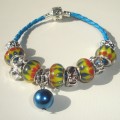 Sterling silver/murano bead European bracelet #061