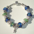 Sterling silver/murano bead European bracelet #062