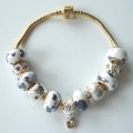 Sterling silver/murano bead European bracelet #042