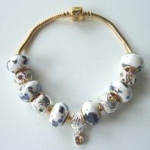Sterling silver/murano bead European bracelet #042