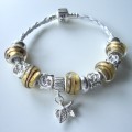 Sterling silver/murano bead European bracelet #066