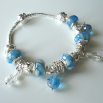 Sterling silver/murano bead European bracelet #067