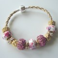 Sterling silver/murano bead European bracelet #069