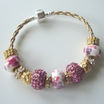 Sterling silver/murano bead European bracelet #069