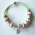 Sterling silver/murano bead European bracelet #074