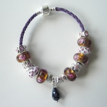 Sterling silver/murano bead European bracelet #077